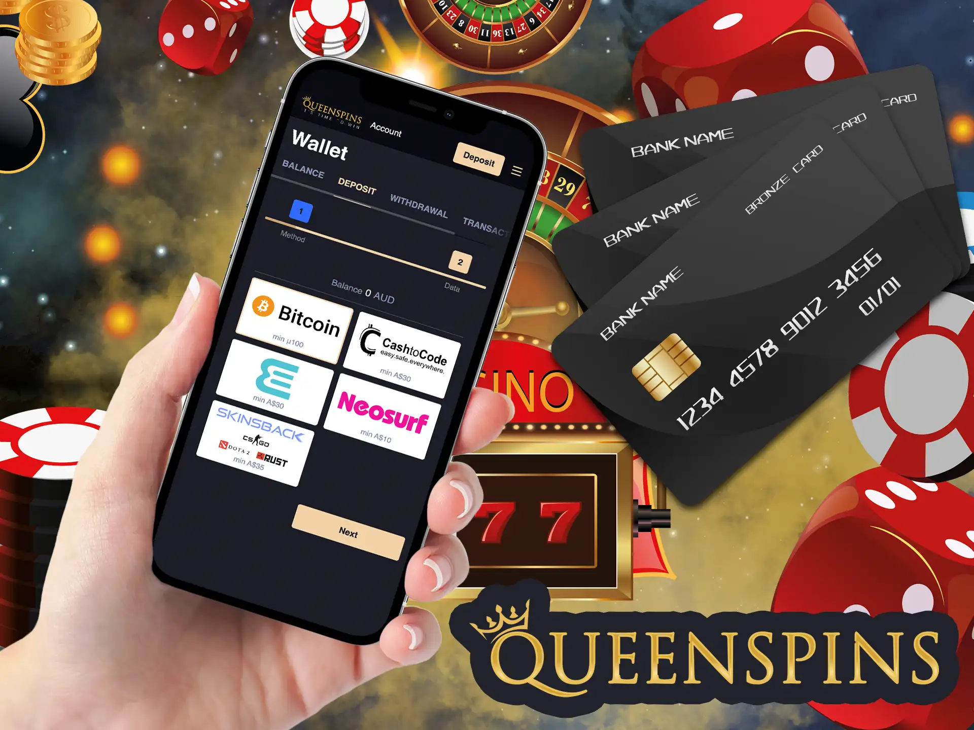 Players from Australia can seamlessly deposit funds into their QueenSpins viral account in a convenient way.