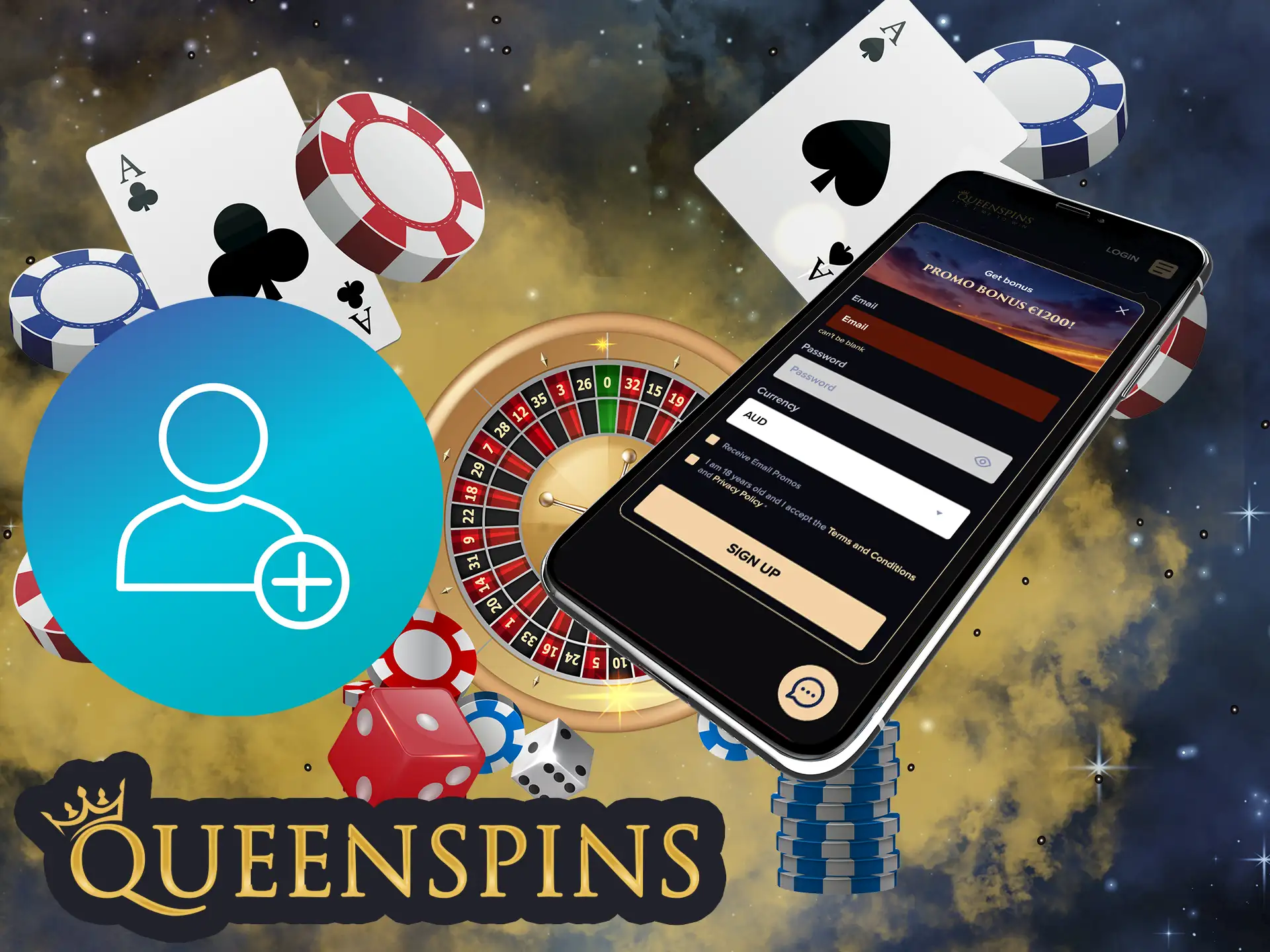 In order to start placing bets in QueenSpins all users must create an account, this rule is common for all players.